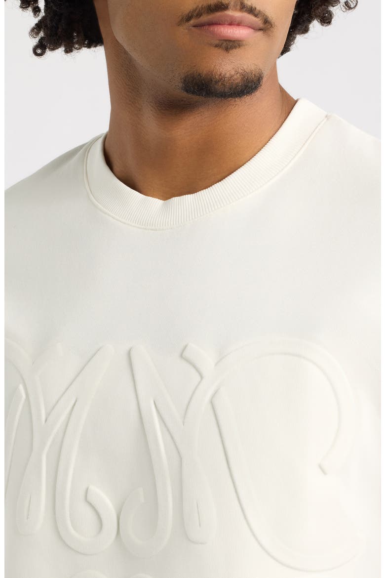 Monogram Embossed Cotton Graphic T-Shirt, Alternate, color, ANTIQUE WHITE