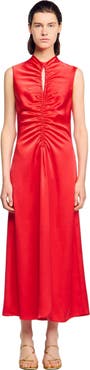 SANDRO Draped satin-effect dress