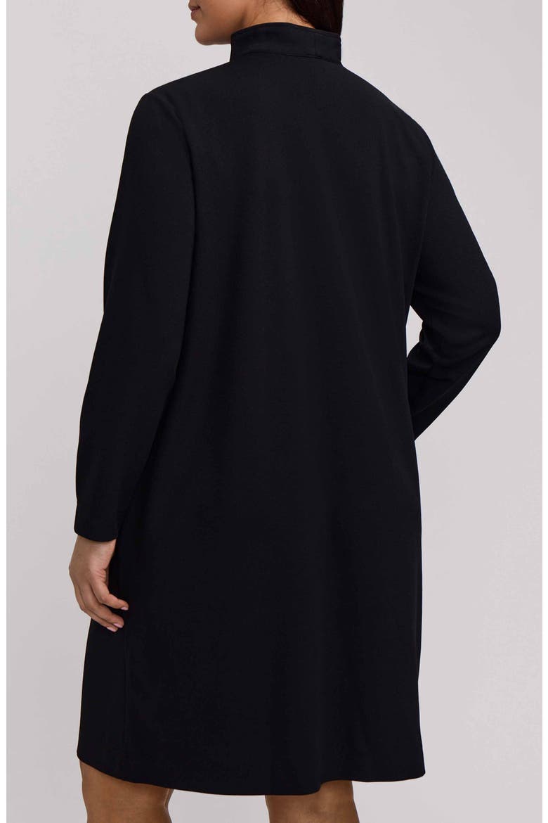 Tammy Long Sleeve Crepe Shirtdress, Alternate, color, BLACK