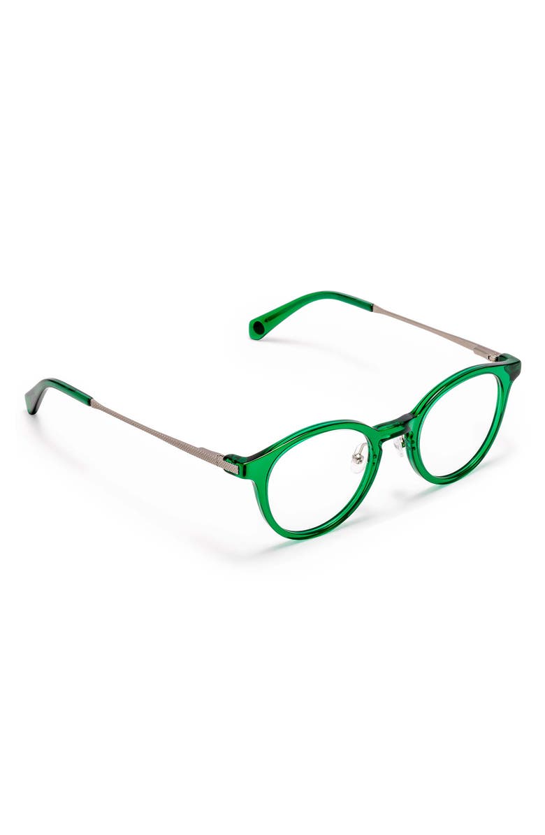 eyebobs Golden Age 45mm Round Reading Glasses, Alternate, color, Green Apple Crystal / Silver