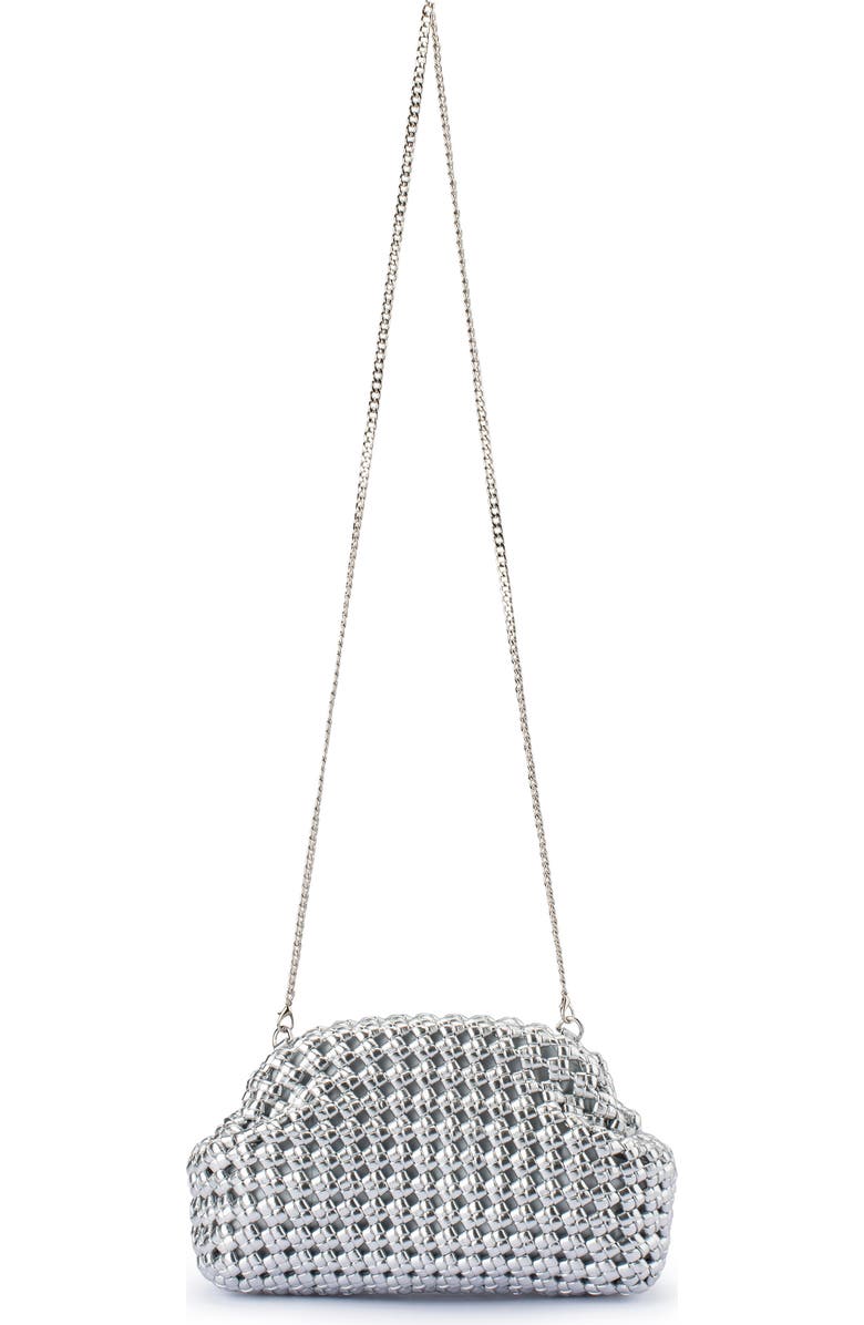 Olga Berg Everly Handwoven Faux Leather Frame Clutch, Alternate, color, Silver