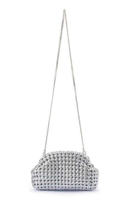 Olga Berg Everly Handwoven Faux Leather Frame Clutch In Silver