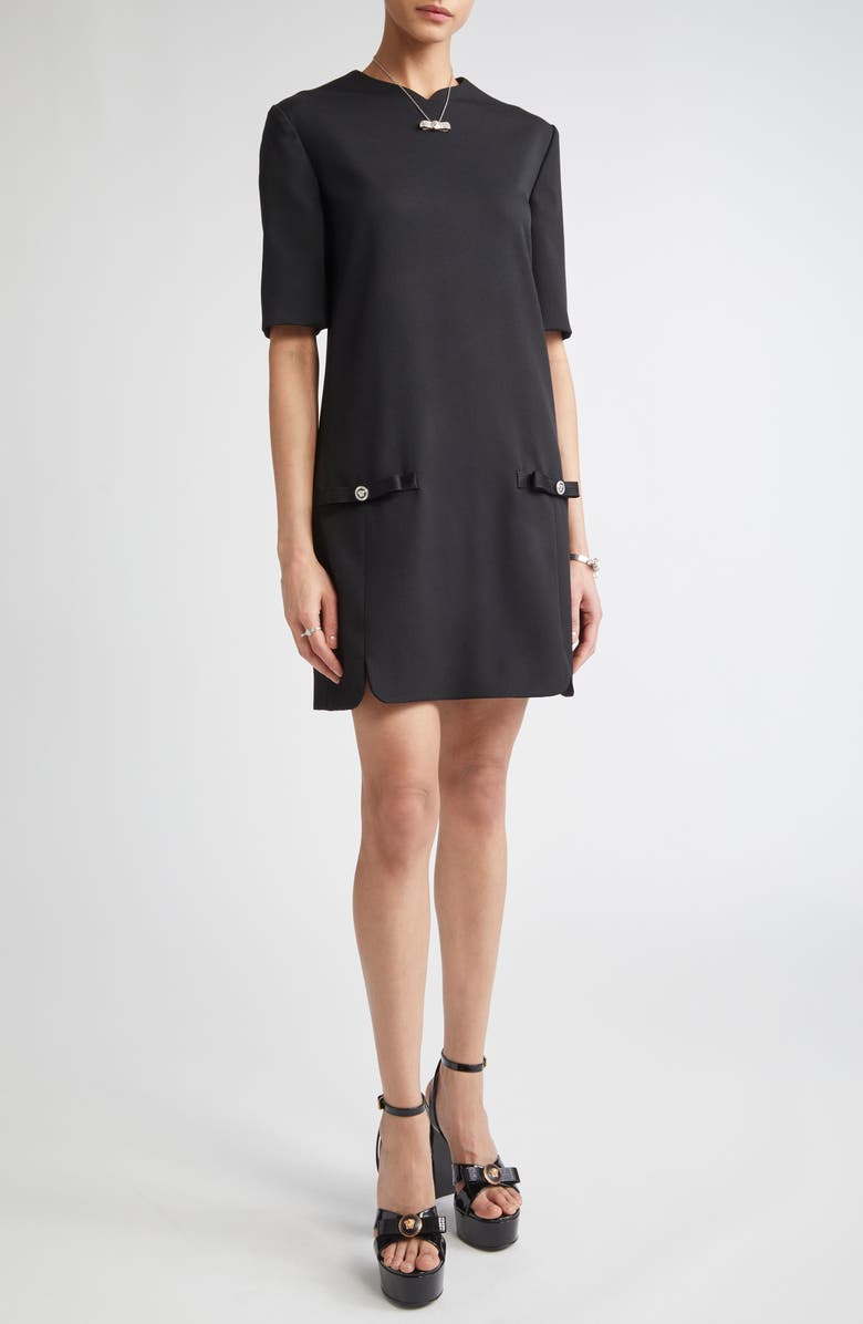 Versace Medusa Short Sleeve Shift Dress, Main, color, Black