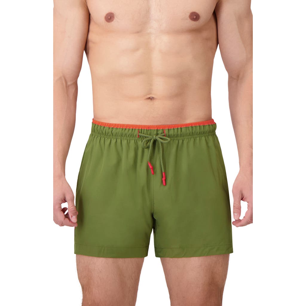 Sunset X Vine Contrast Trim Solid Swim Trunks