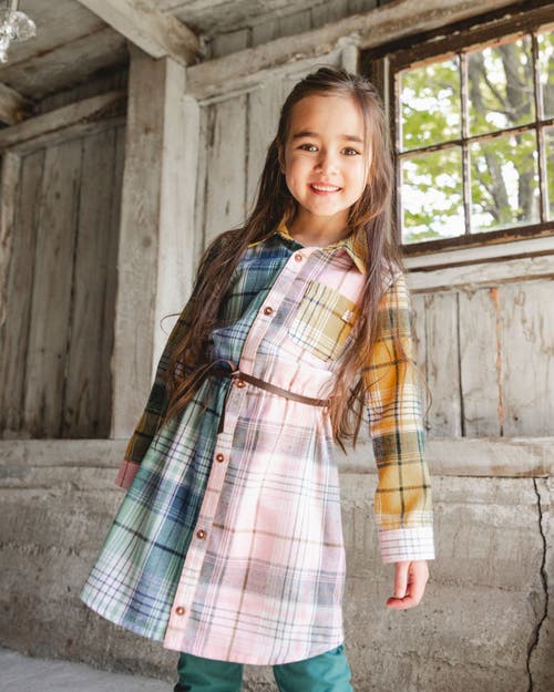 Deux Par Deux Shirt Dress With Belt In Multi