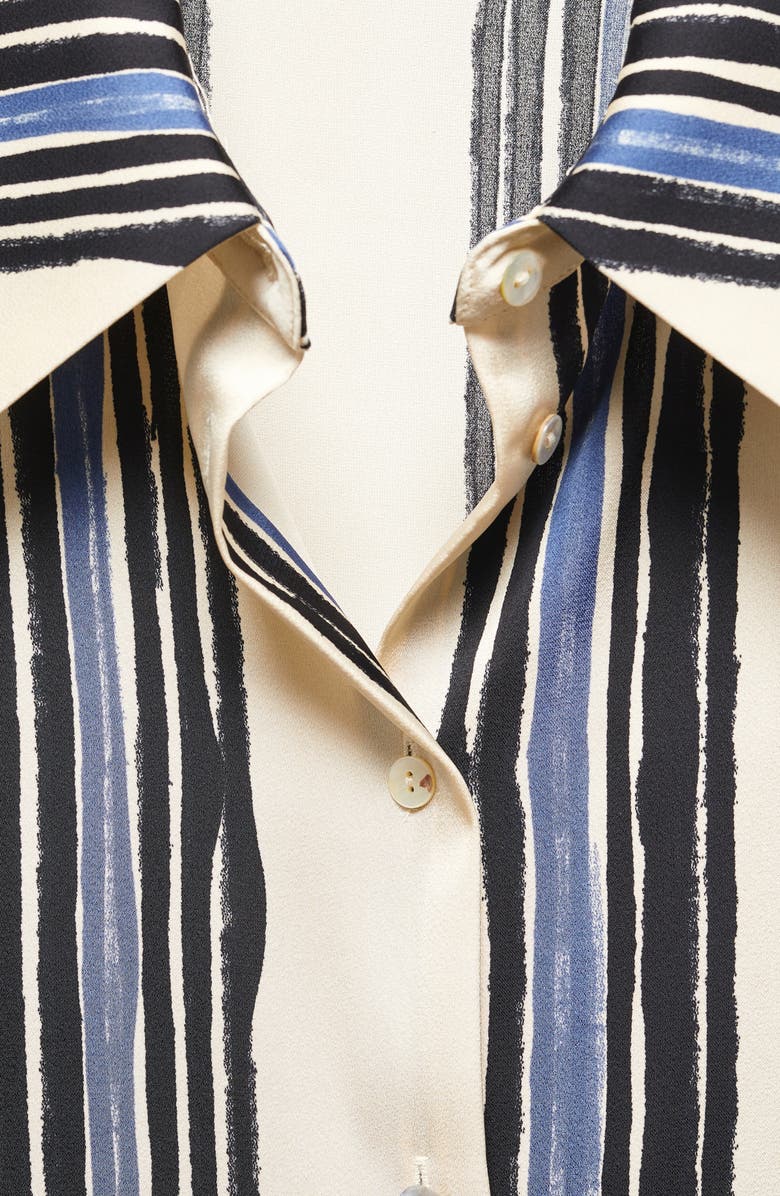 MANGO Stripe Satin Button-Up Shirt, Alternate, color, 