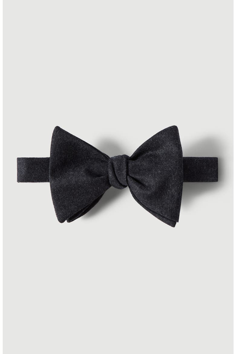 Virgin wool flannel bow tie, Main, color, Blue