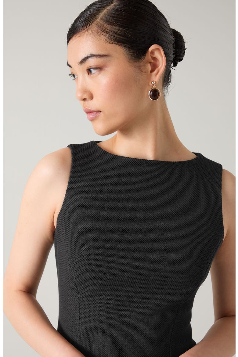 Rosa Piqué Sleeveless Sheath Dress, Alternate, color, BLACK