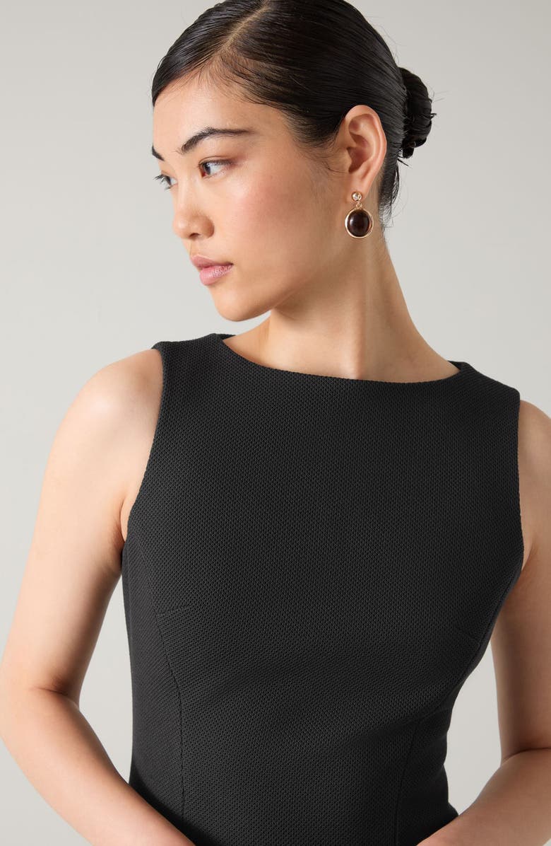 LK Bennett Rosa Piqué Sleeveless Sheath Dress, Alternate, color, Black