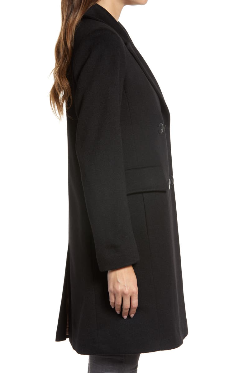 Fleurette Double Breasted Cashmere Coat, Alternate, color, Black