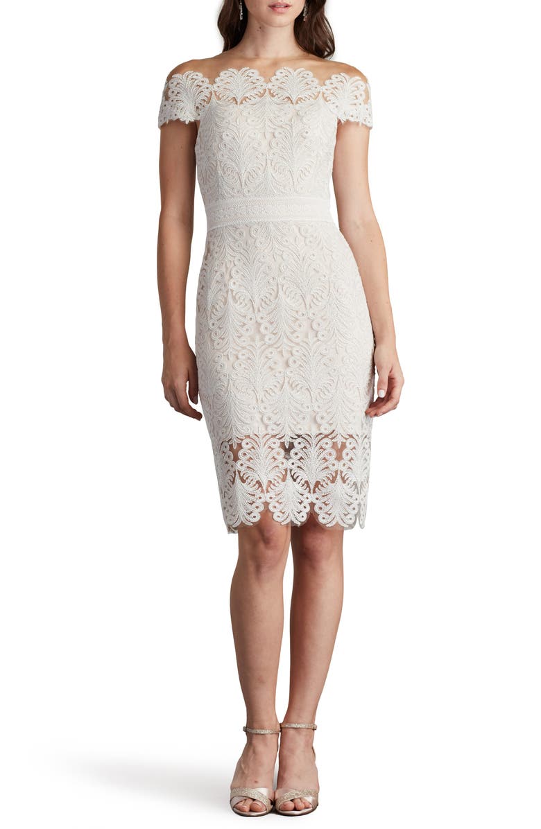 Tadashi Shoji Corded Lace Sheath Cocktail Dress, Main, color,