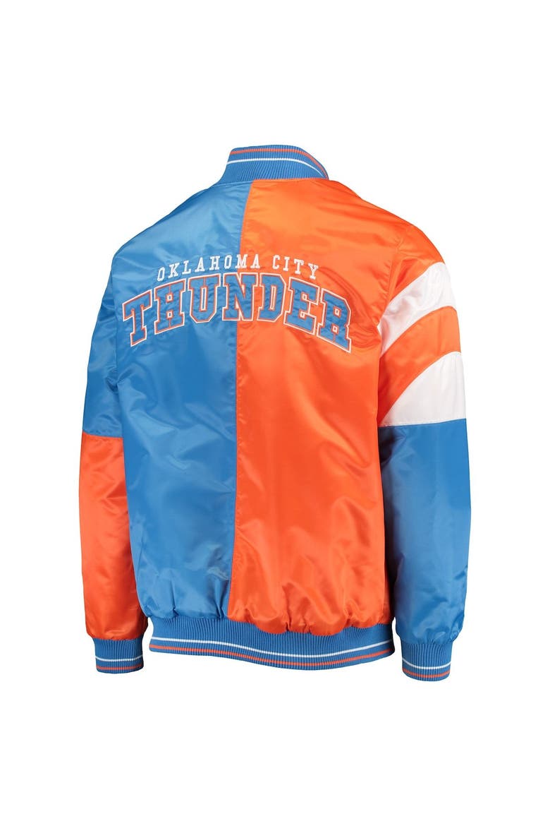 Men's Starter Orange/Blue Oklahoma City Thunder 75th Anniversary Leader Color Block Satin Full-Snap Jacket, Alternate, color, Orange