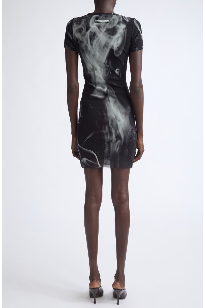 Smoking Printed Mesh Minidress, Alternate, color, BLACK/ GREY/ WHITE