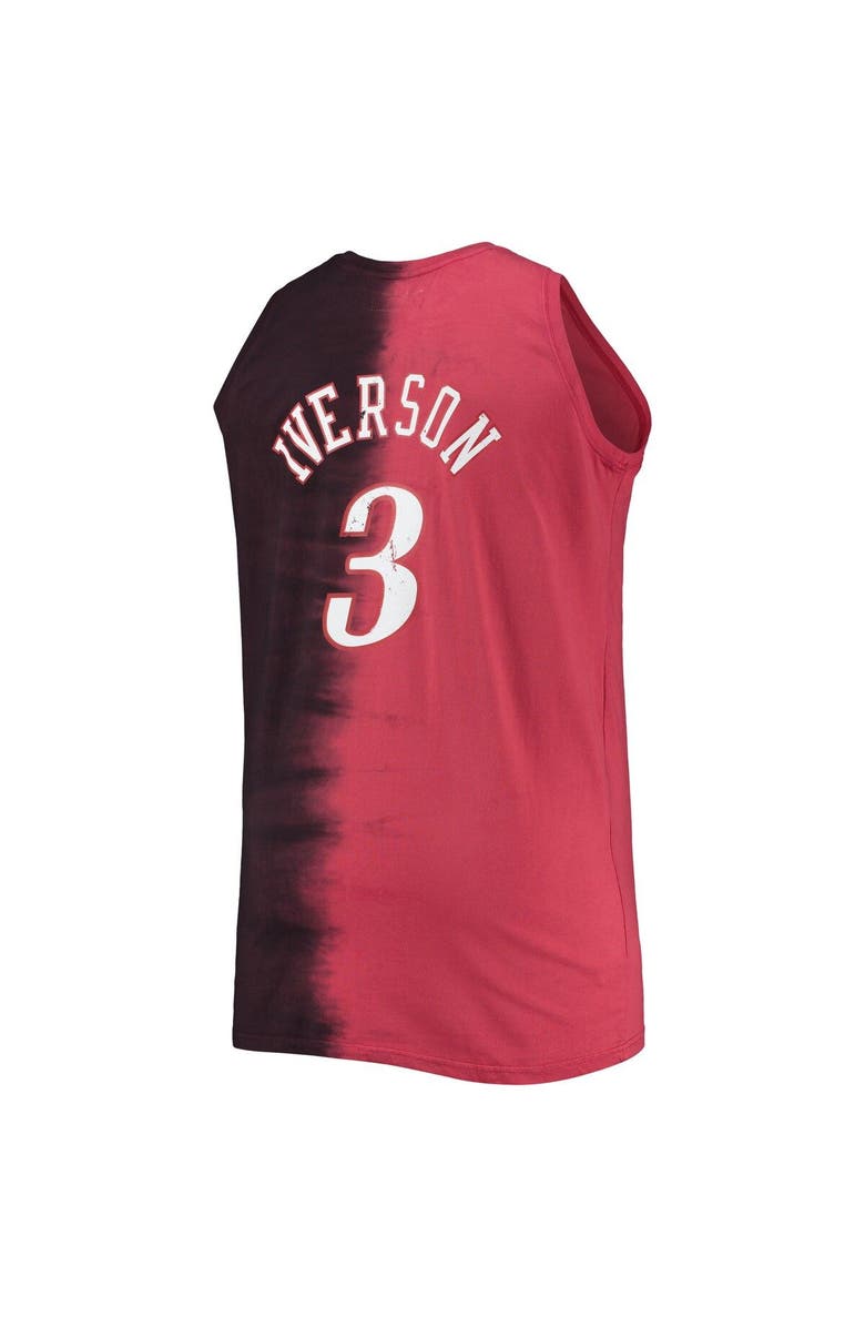 Mitchell & Ness Men's Mitchell & Ness Allen Iverson Red/Black Philadelphia 76ers Big & Tall Profile Tie-Dye Player Tank Top, Alternate, color,