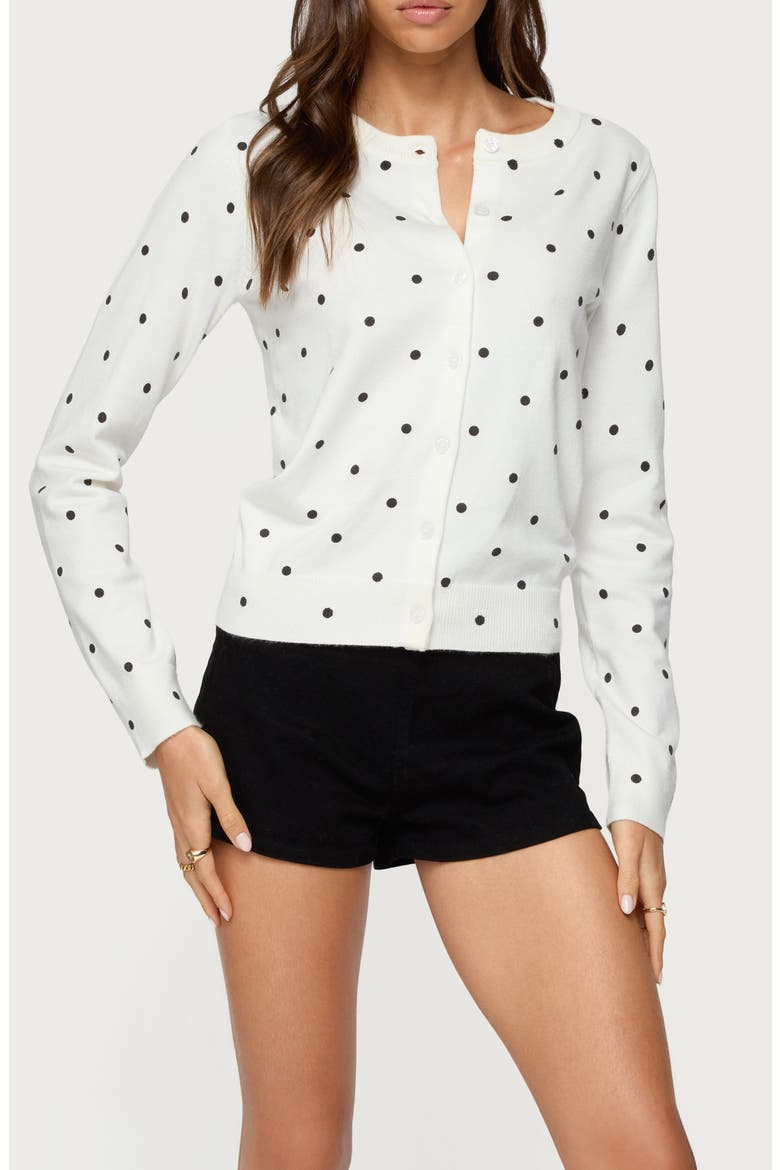 Shea Polka Dot Cardigan, Main, color, BLACK-AND-WHITE