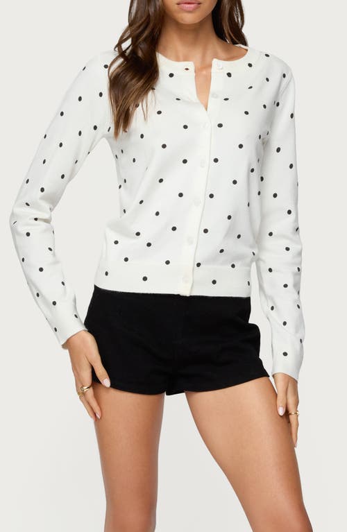 Edikted Shea Polka Dot Cardigan In White