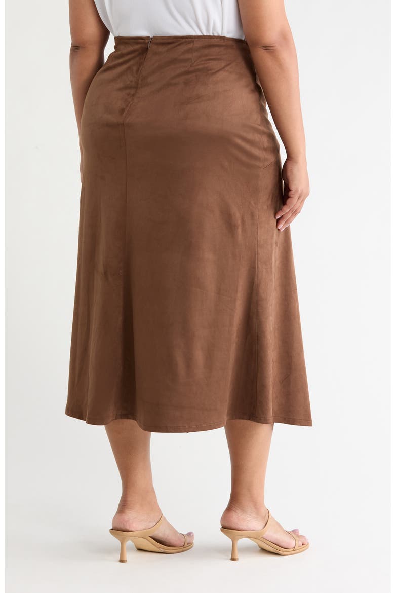 Faux Leather Asymmetrical Midi Skirt, Alternate, color, BROWN