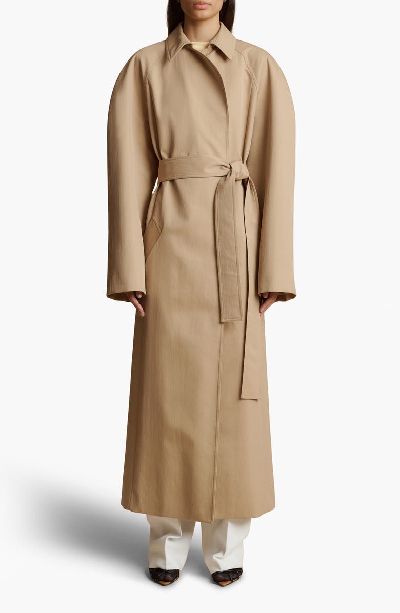 Khaite Roth Water Resistant Twill Belted Coat, Alternate, color, 