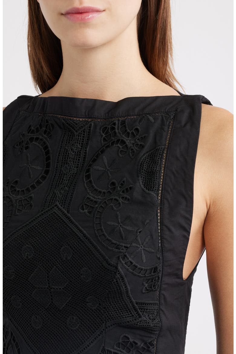 Valencia Broderie Anglaise Boat Neck Top, Alternate, color, BLACK