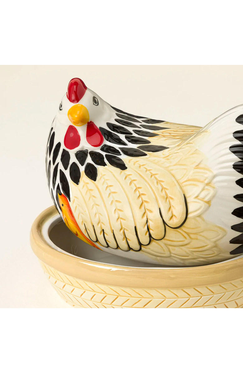 Uncommon Goods Mother Hen Ceramic Storage Jar, Alternate, color, White / Multi-Color
