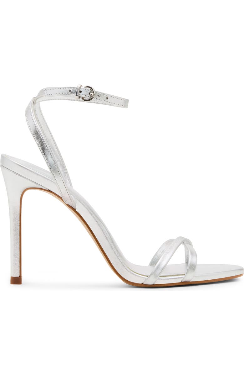 Steve Madden Ankle Strap Stiletto Sandal, Alternate, color, Silver Leather