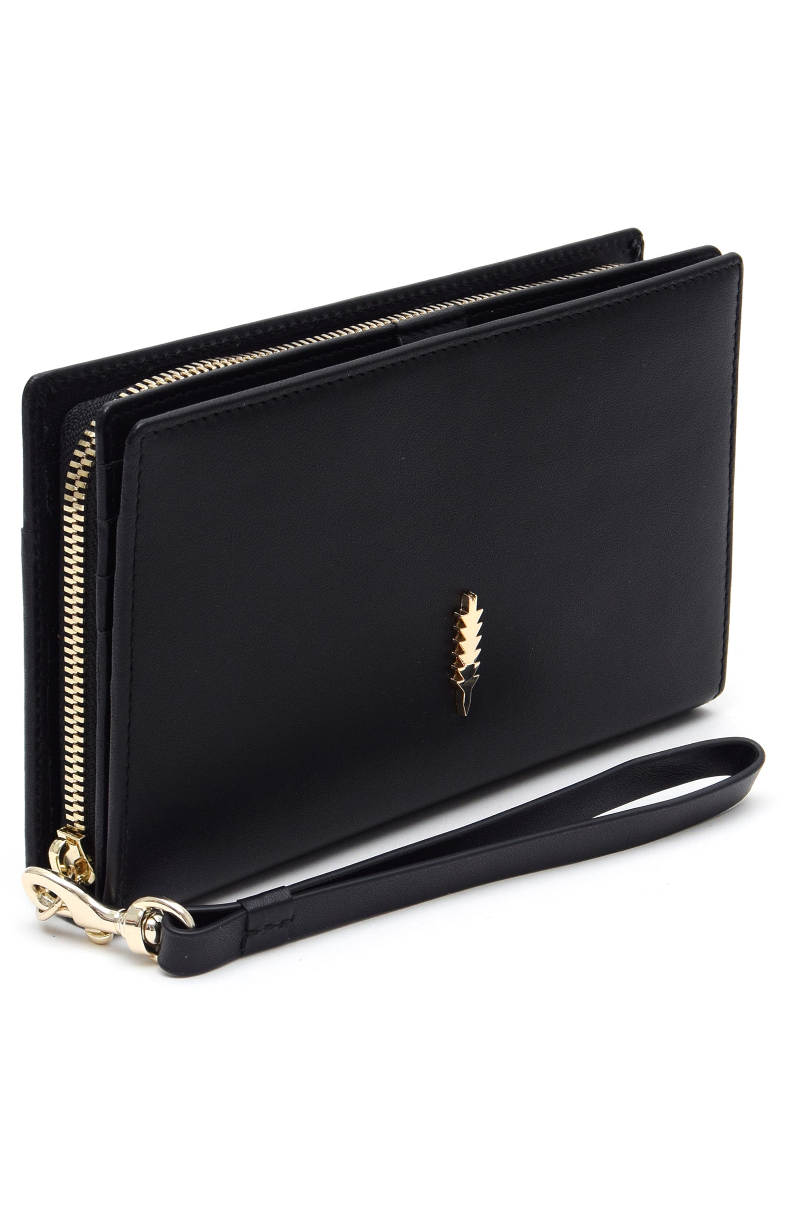 Thacker Daisy Large Zip Around Wristlet Wallet, Alternate, color, Black