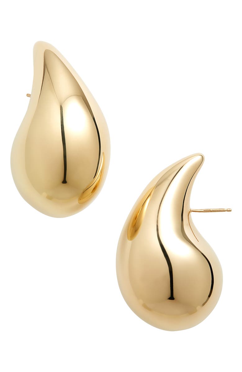 Bottega Veneta Sterling Silver Teardrop Earrings, Main, color, 8120 Yellow Gold