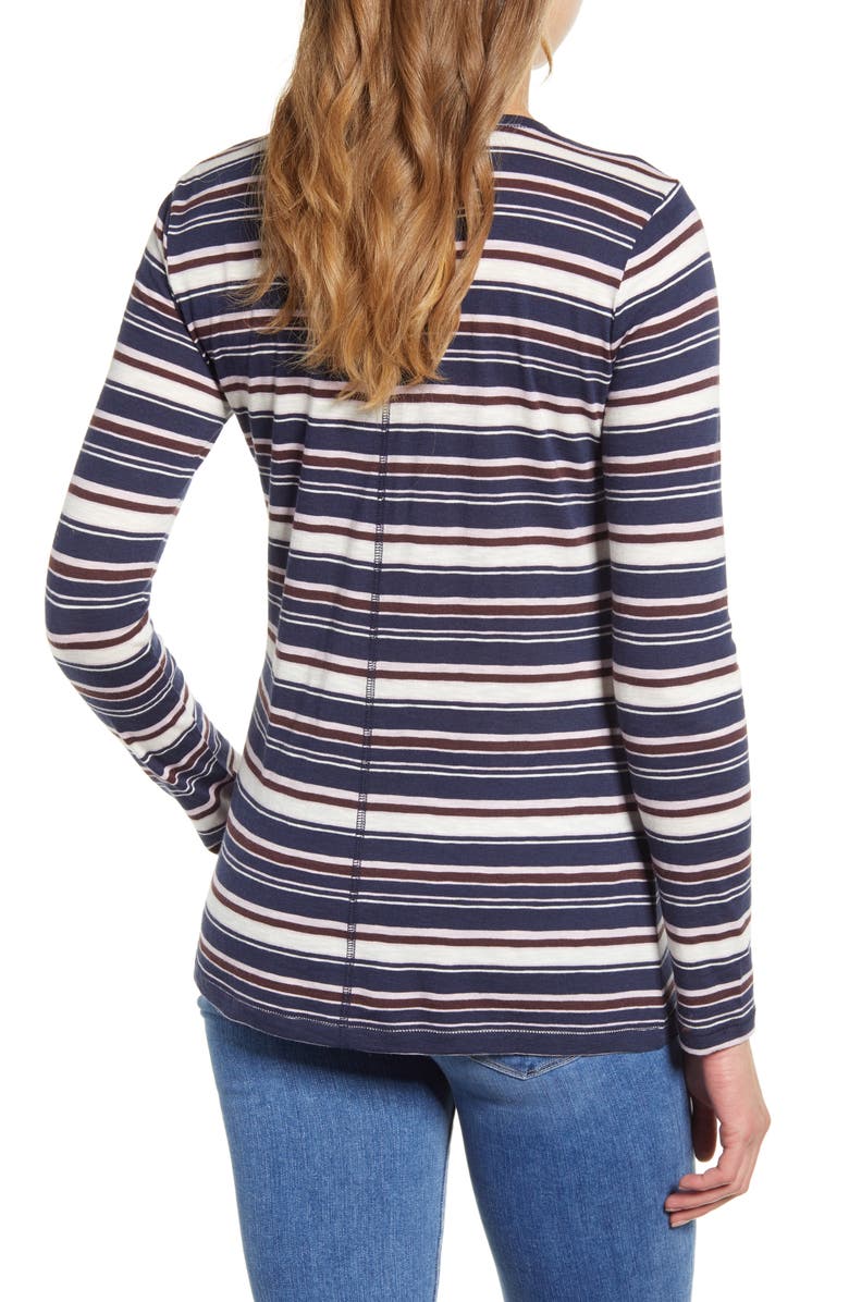 Caslon<sup>®</sup> Long Sleeve Crewneck T-Shirt, Alternate, color, Navy P- Pink W Alder Stripe
