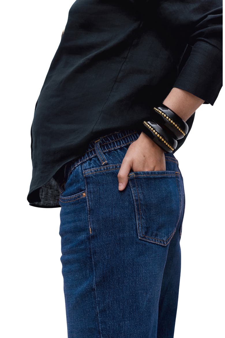 Over the Bump Raw Hem Wide Leg Maternity Jeans, Alternate, color, DARK BLUE