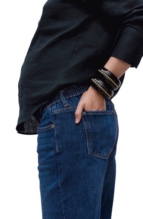 Mango Over The Bump Raw Hem Wide Leg Maternity Jeans In Blue