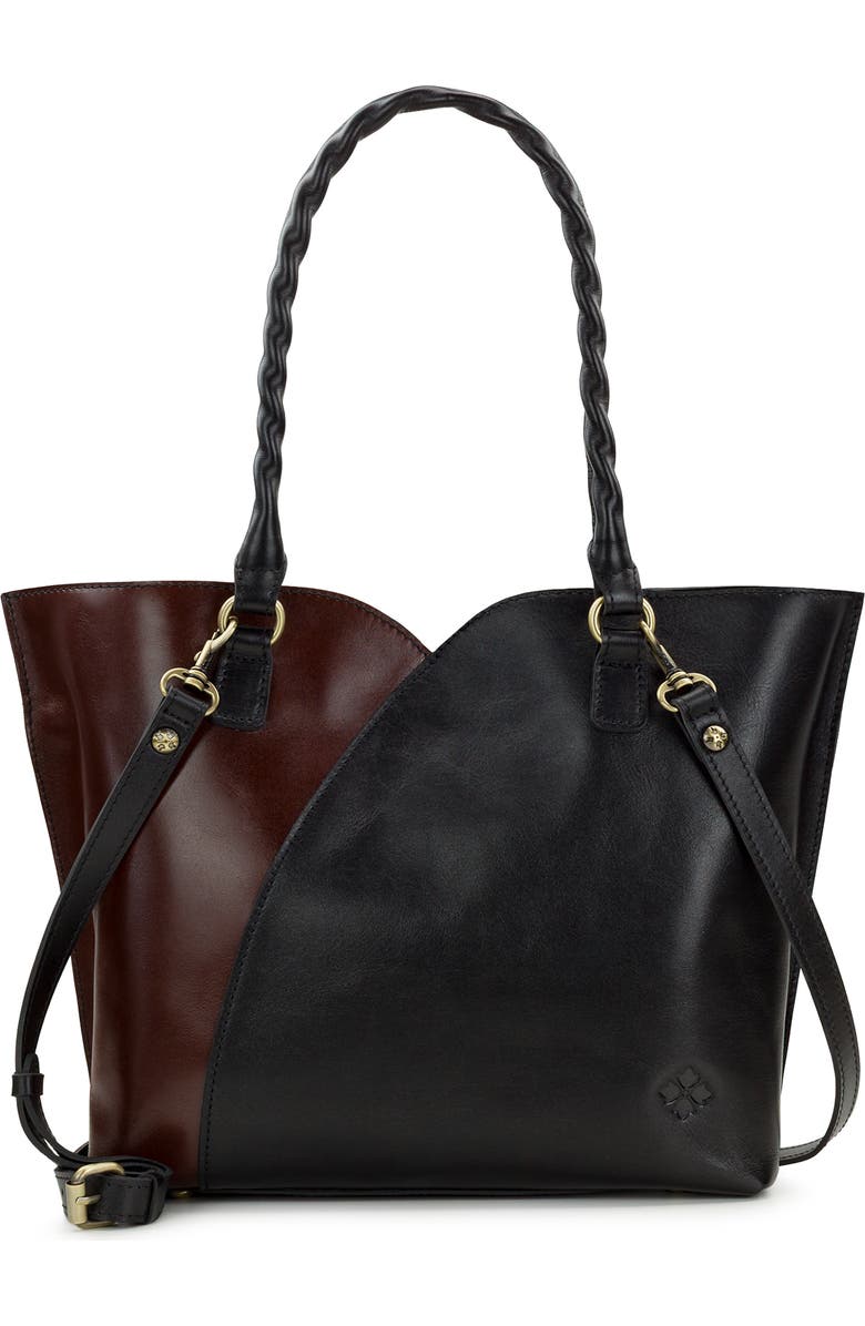 Patricia Nash Marion Colorblock Leather Tote Bag, Main, color, Black British Tan Colorblock