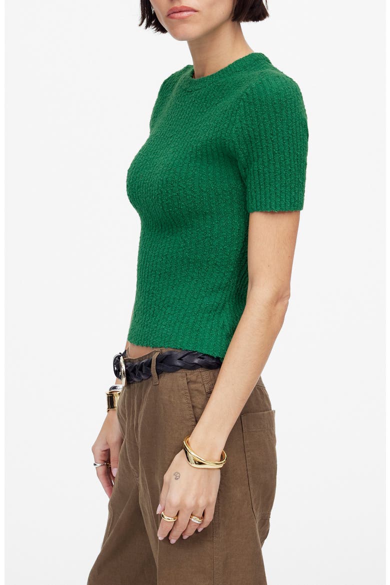 Bouclé Knit Sweater Top, Alternate, color, KELLY GREEN