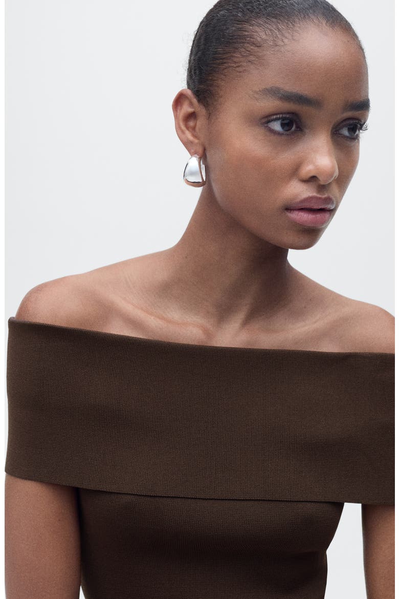 Sesete Off the Shoulder Knit Top, Alternate, color, DARK BROWN
