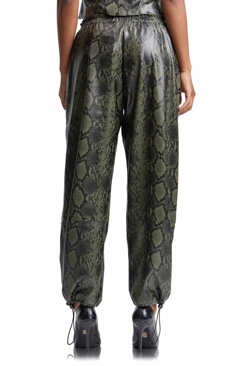 Python Embossed Faux Leather Balloon Pants, Alternate, color, GREEN PYTHON