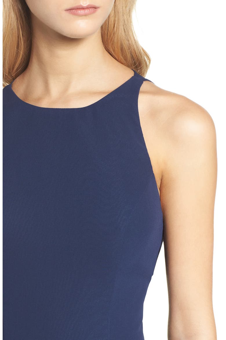 Crewneck Chiffon Gown, Alternate, color, INDIGO