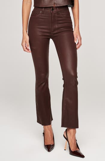 Dl1961 Bridget Bootcut High Rise Instasculpt Coated Crop Jeans In Brown