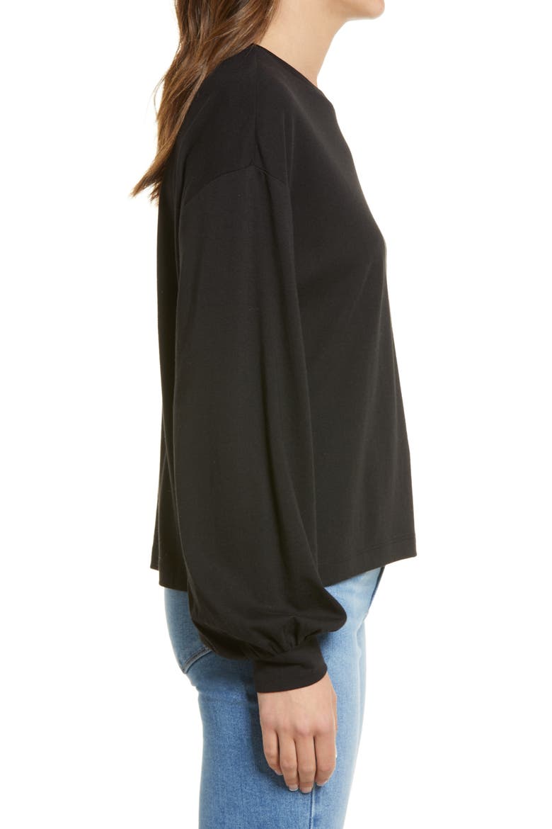 Blouson Sleeve Knit Top, Alternate, color, BLACK