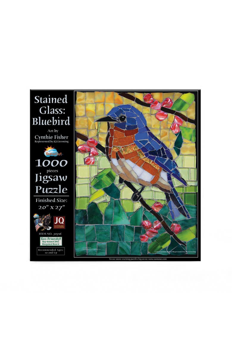 Sunsout Stained Glass Bluebird 1000 piece Jigsaw Puzzle for Adults, Alternate, color, Multicolor