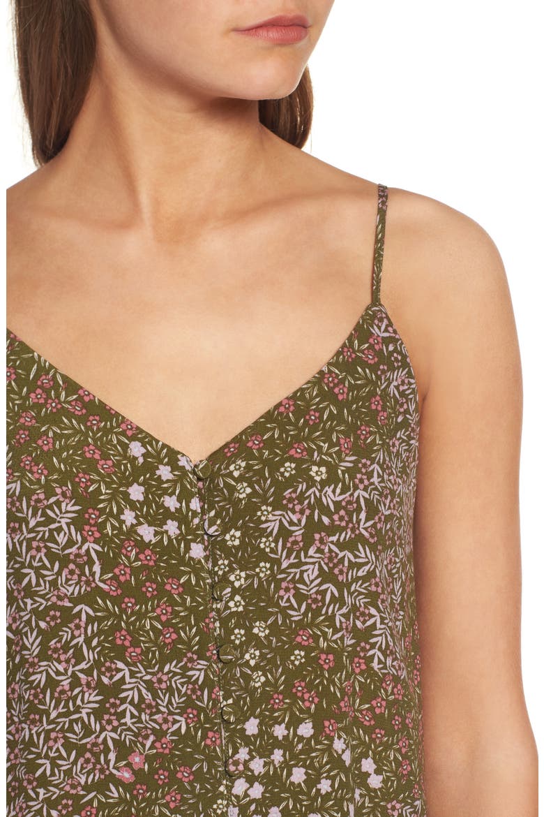 Front Button Slipdress, Alternate, color, OLIVE DARK PATCHWORK FLORAL