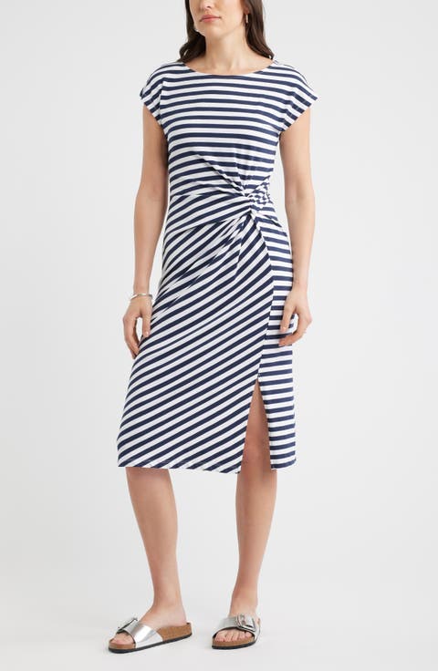 Twist Cotton Blend Knit Midi Dress