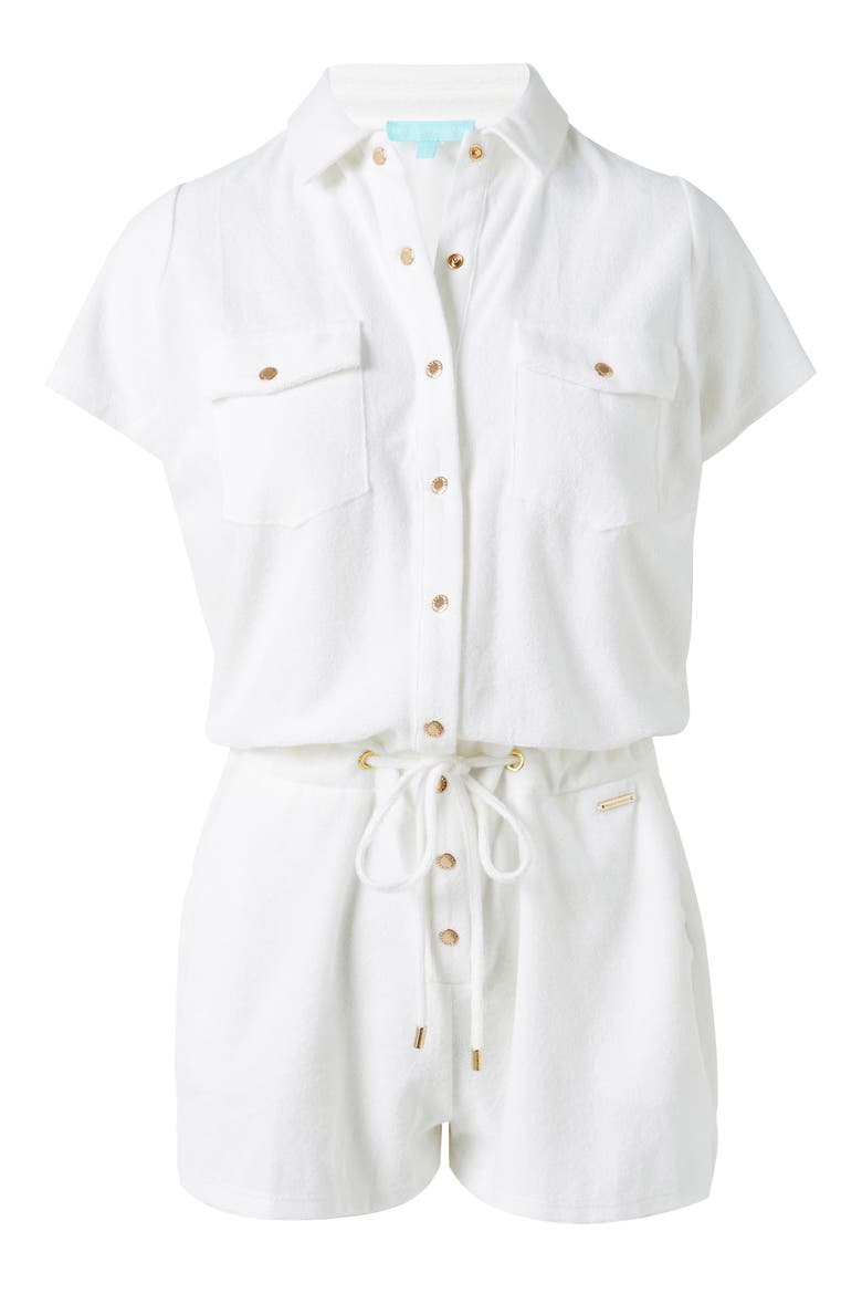 Cheryl Cotton Blend Terry Cover-Up Romper, Alternate, color, WHITE