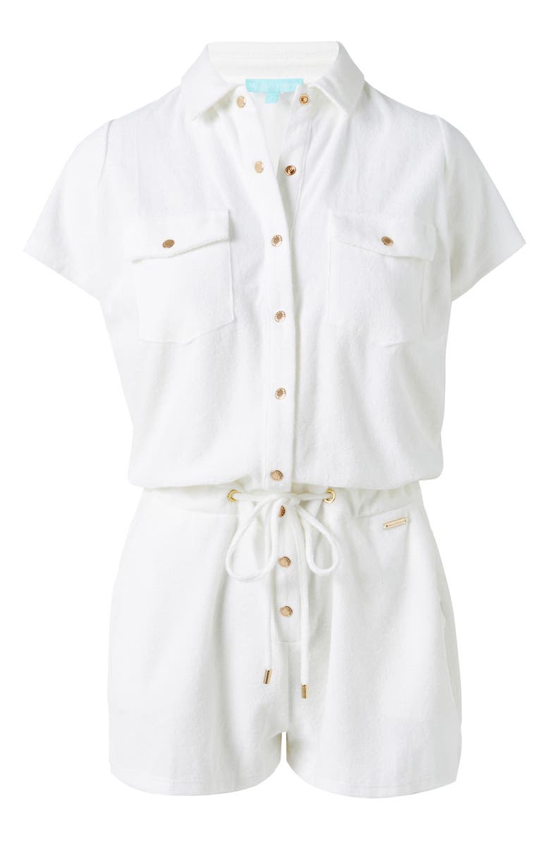 Melissa Odabash Cheryl Cotton Blend Terry Cover-Up Romper, Alternate, color, White