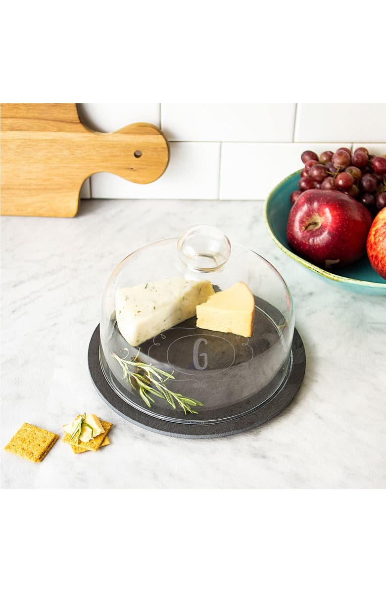 Cathy's Concepts Monogram Slate Tray & Glass Dome, Alternate, color,