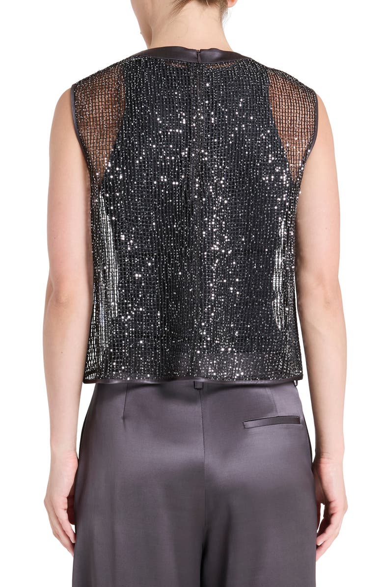 TWP Sequin Open Stitch Sleeveless Tank, Alternate, color, Dark Chocolate / Silver
