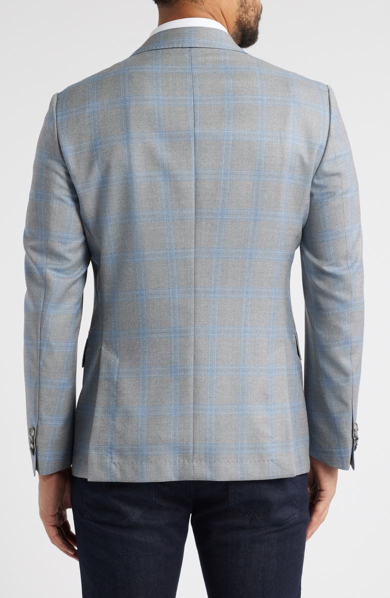 BOSS Hutson Slim Fit Windowpane Check Wool Sport Coat, Alternate, color, Silver Grey