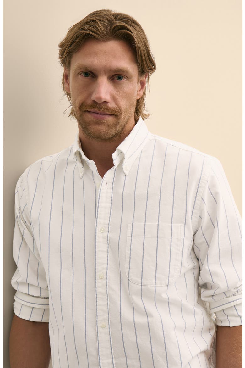 Friday Stripe Cotton Oxford Cloth Button-Down Shirt, Alternate, color, WHITE PINSTRIPE