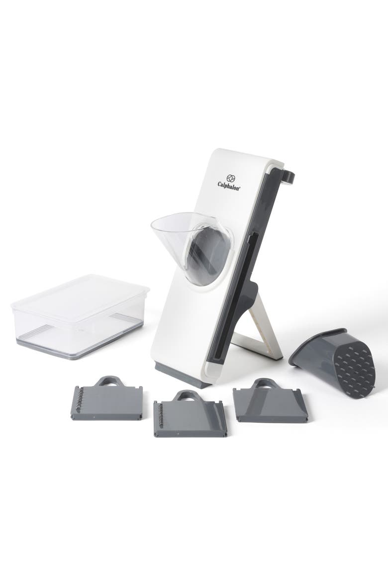 Aero 6-Piece Adjustable Mandoline Slicer Set with Hand Guard, Alternate, color, Silver