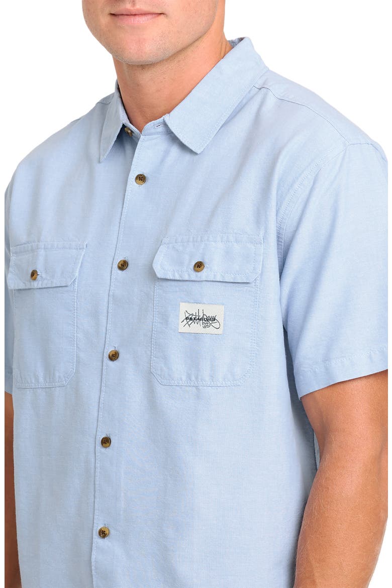 Bad Dog Short Sleeve Button-Up Shirt, Alternate, color, BLUE FOG
