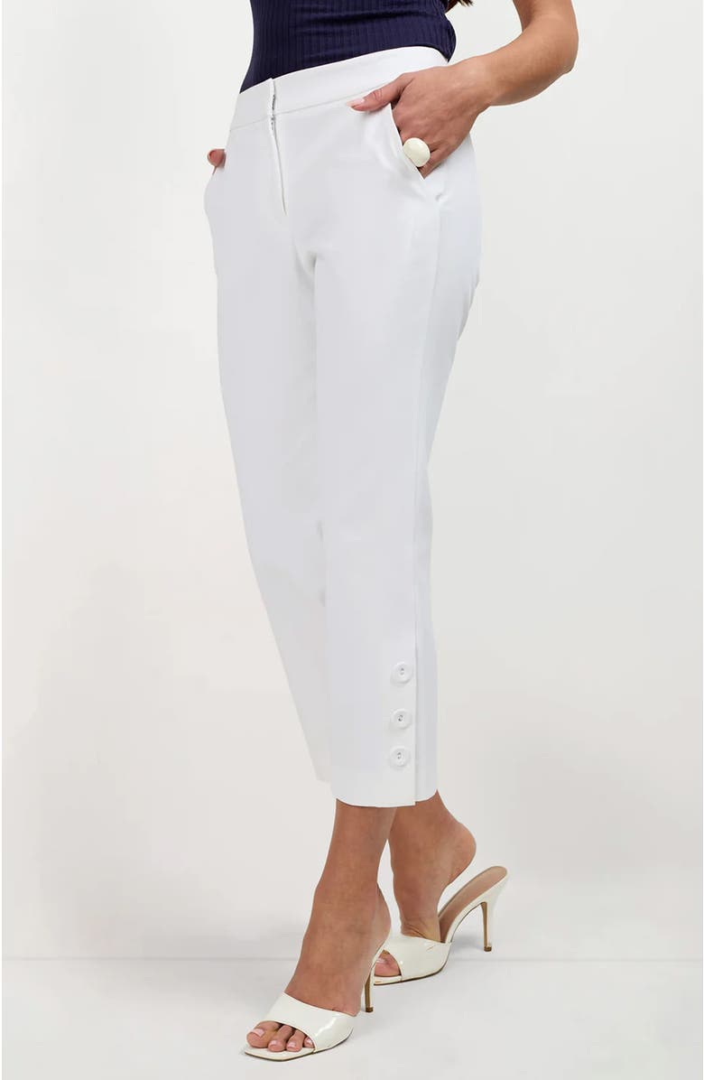 Trina Turk Ore Button-Hem Cropped Pant, Alternate, color, White