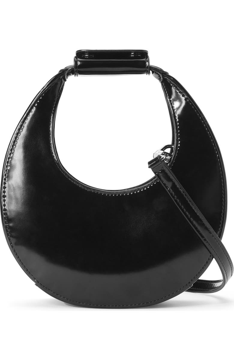 STAUD Mini Moon Leather Bag, Main, color, Black